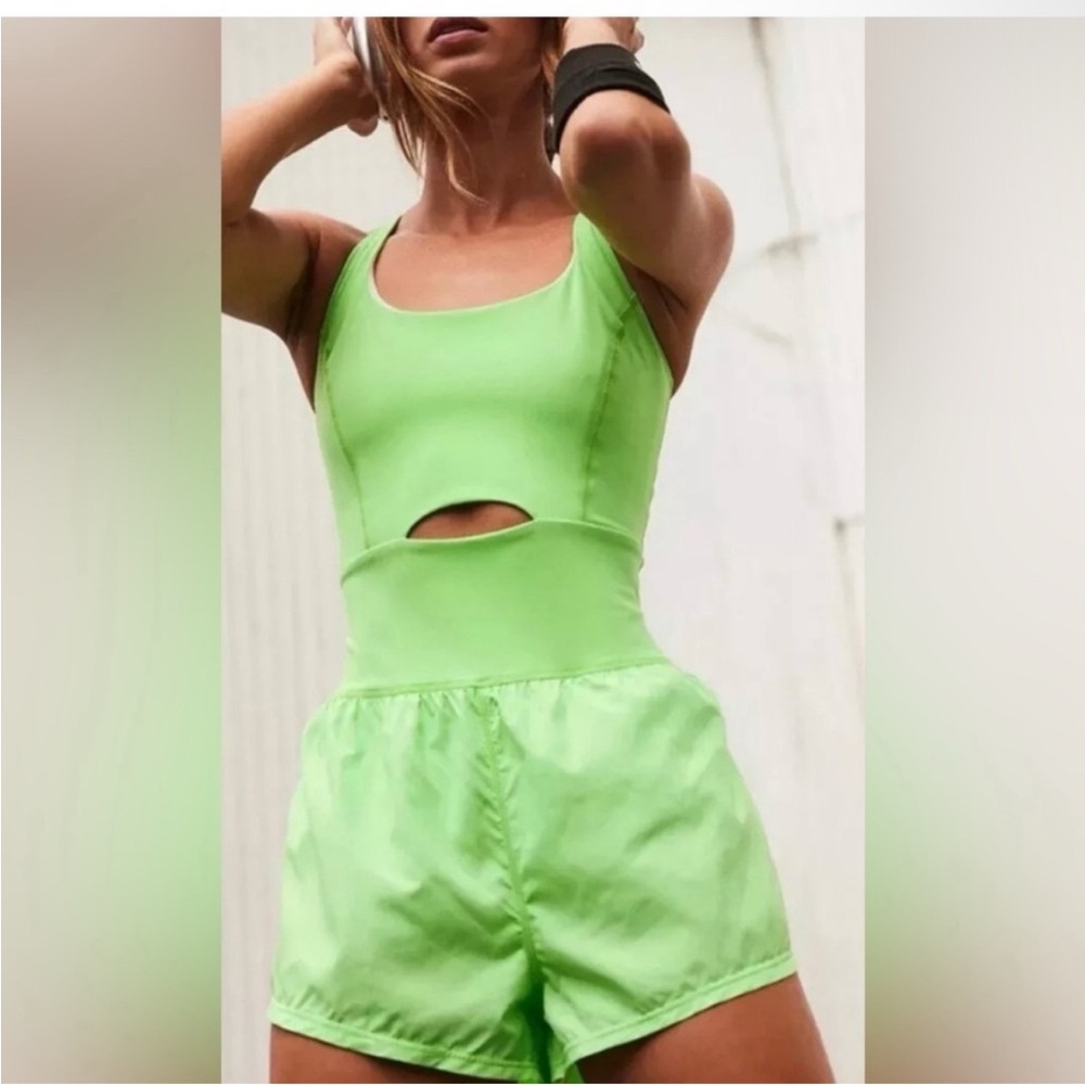 NWOT Free People FP Movement Righteous Runsie - Neon Lime Green - large - Picture 4 of 9